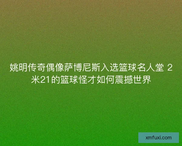 姚明传奇偶像萨博尼斯入选篮球名人堂 2米21的篮球怪才如何震撼世界